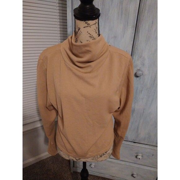 Zara Cowl Neck tie back top Size Md Camel Boho Y2K Feminine - Picture 4 of 11